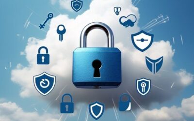 Cloud computing security issues with encryption and firewall protection to prevent cyber threats.